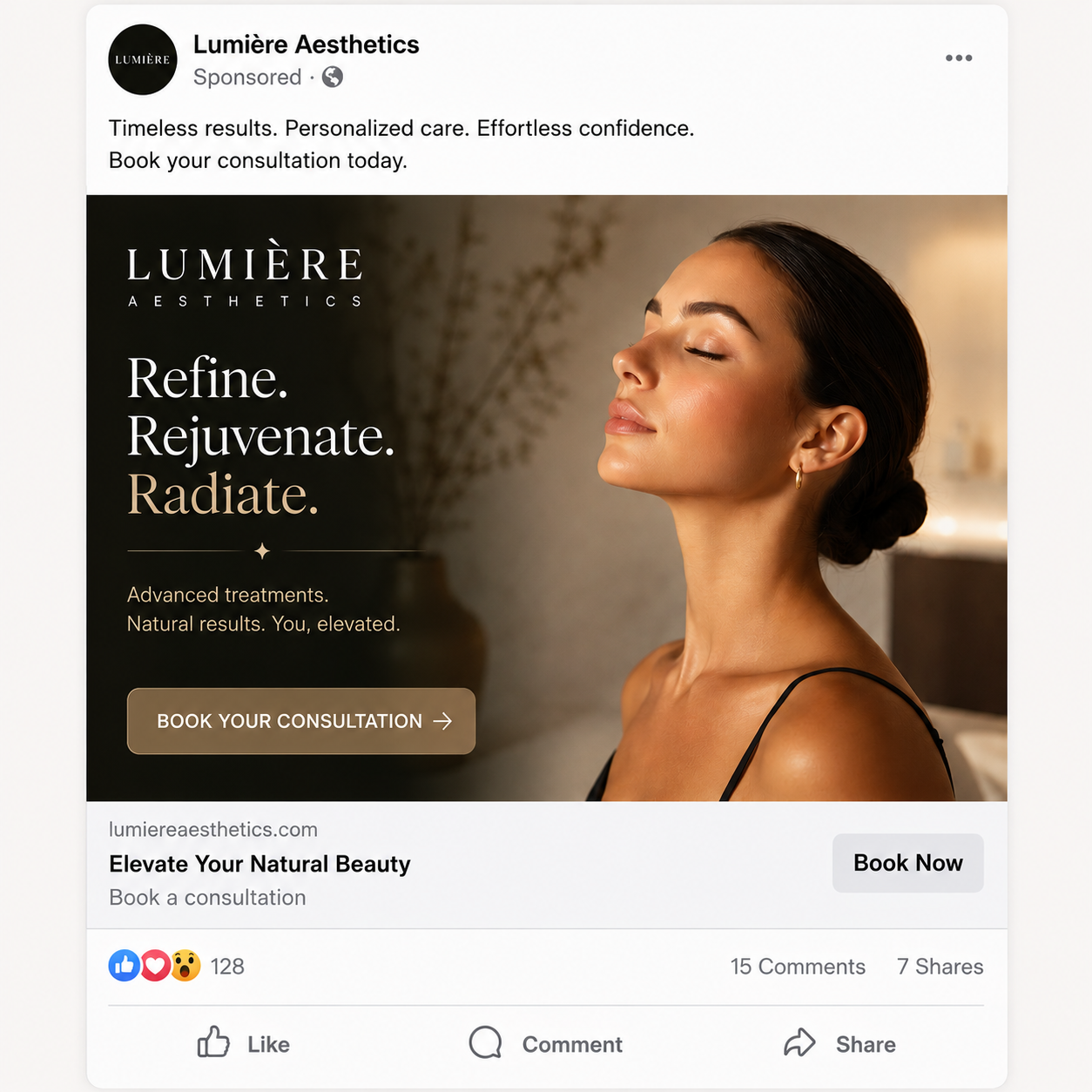 Meta feed ad sample placement